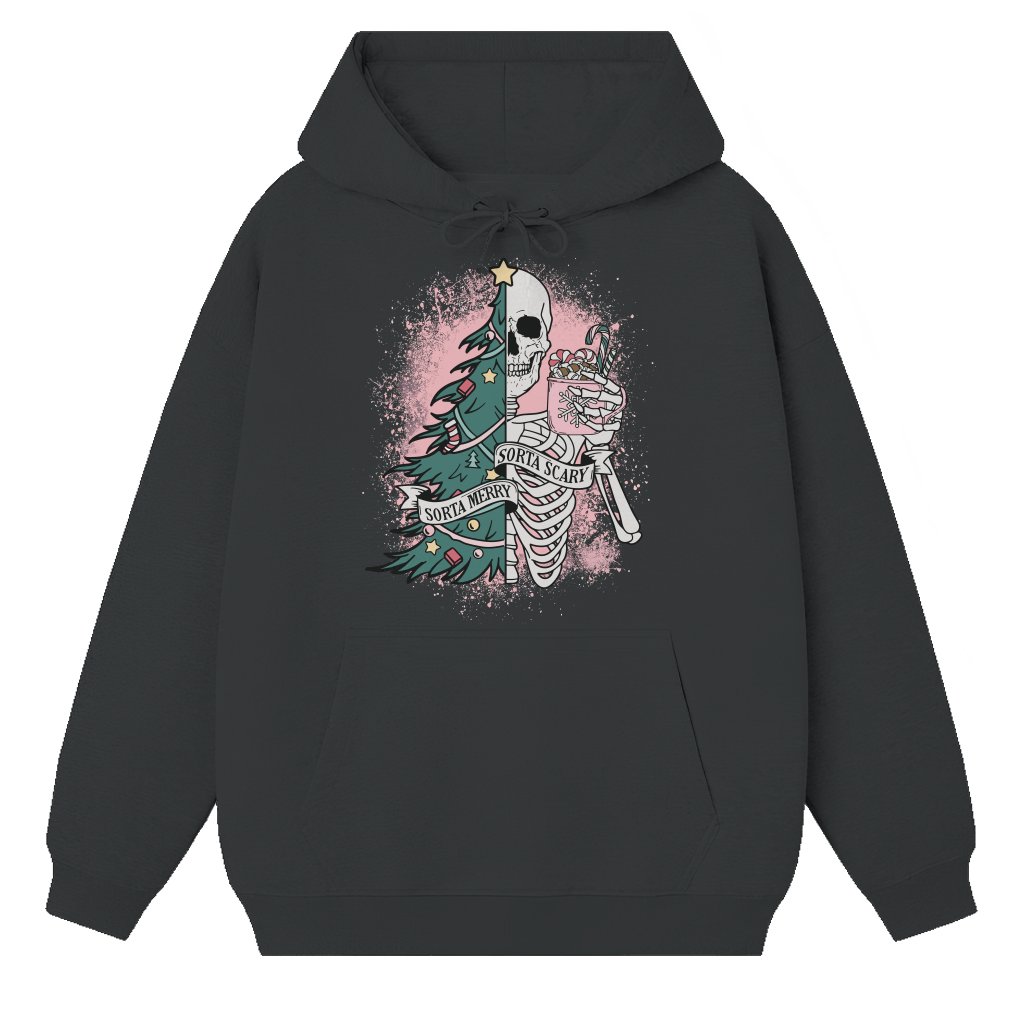 Funny Skeleton Hoodie – Christmas Gift Sorta Scary Sorta Merry - front view