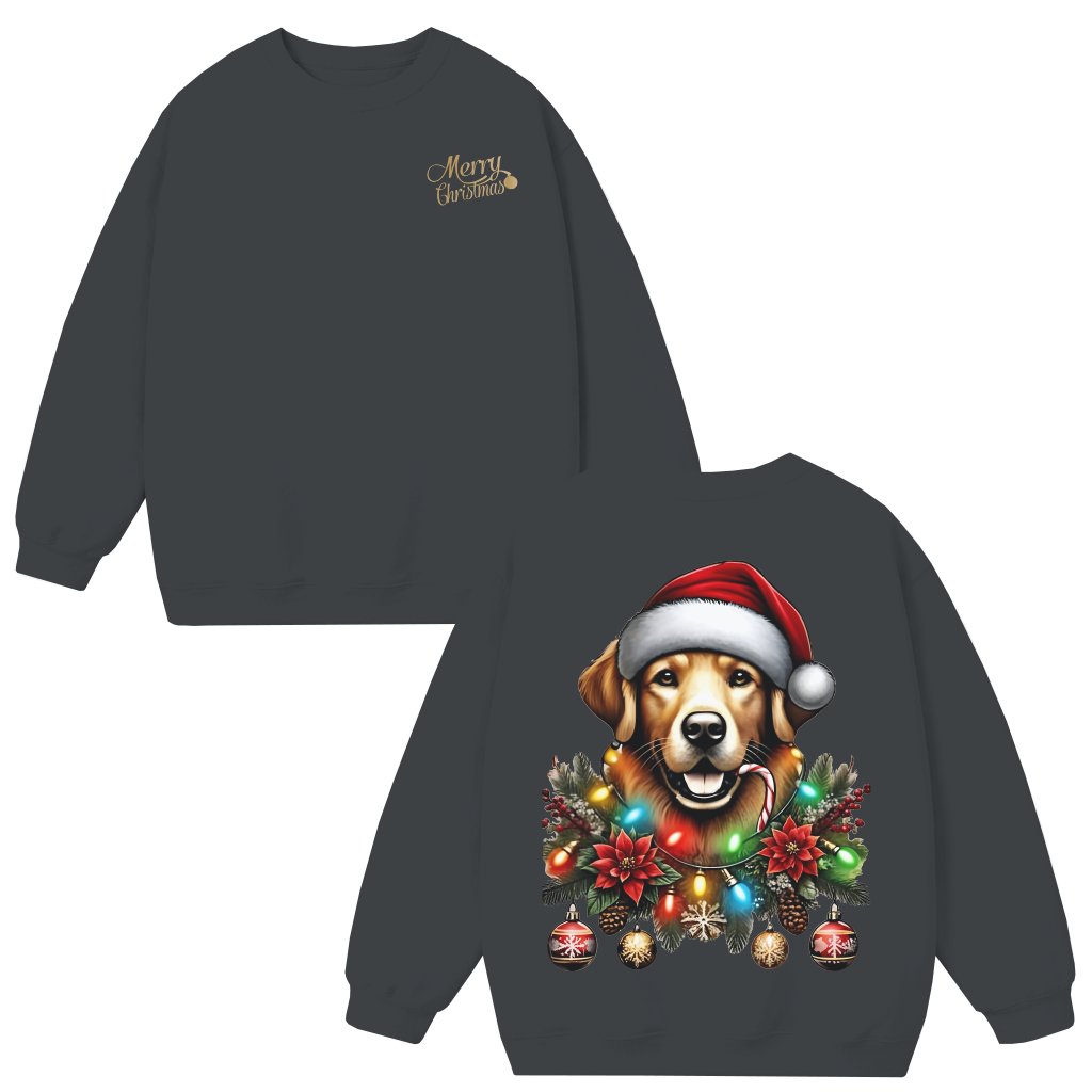Golden Hunting Dog Sweatshirt – Christmas Gift for Dog Lover Festive - front view