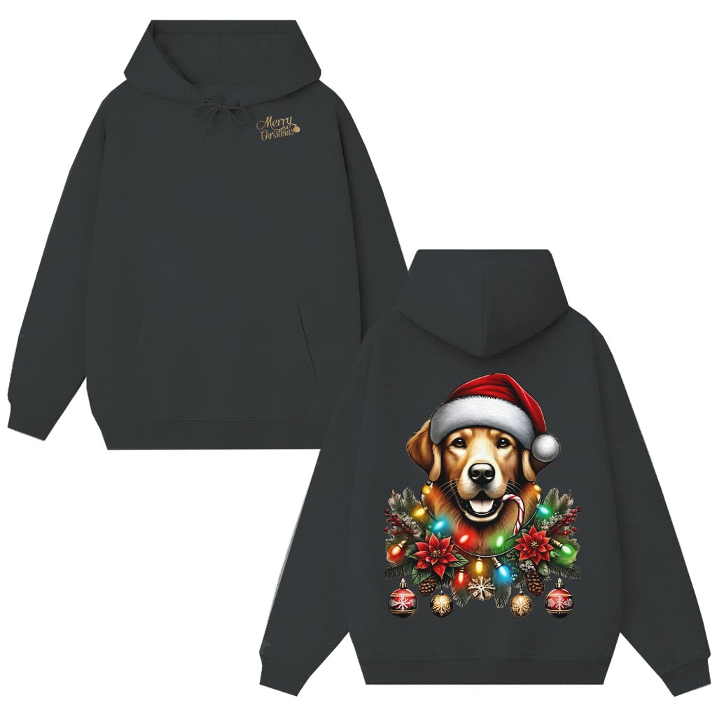 Festive Golden Hunting Dog Hoodie – Christmas Gift for Animal Lover Cozy - front view