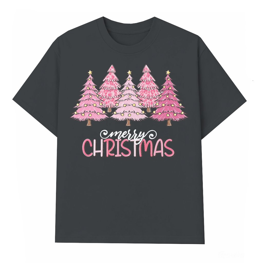 Pink Tree T-shirt – Christmas Gift for Women Cute Trendy - front view