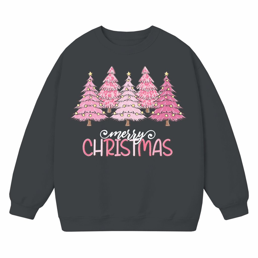 Cute Pink Tree Sweatshirt – Christmas Gift for Women Crewneck - front view