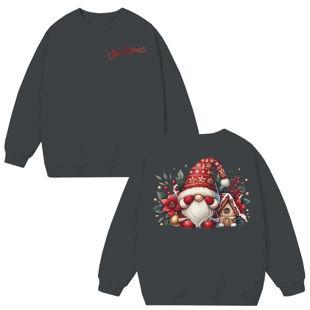 Cute Christmas Gnome Sweatshirt – Christmas Holiday Gift Whimsical Cabin - front view