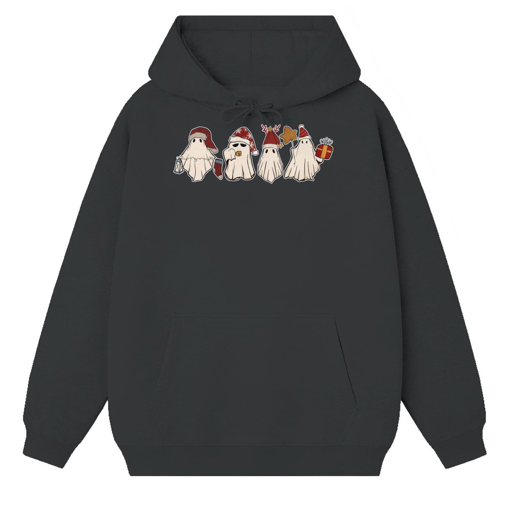 Cute Retro Ghost Santa Hoodie – Christmas Gift Funny - front view