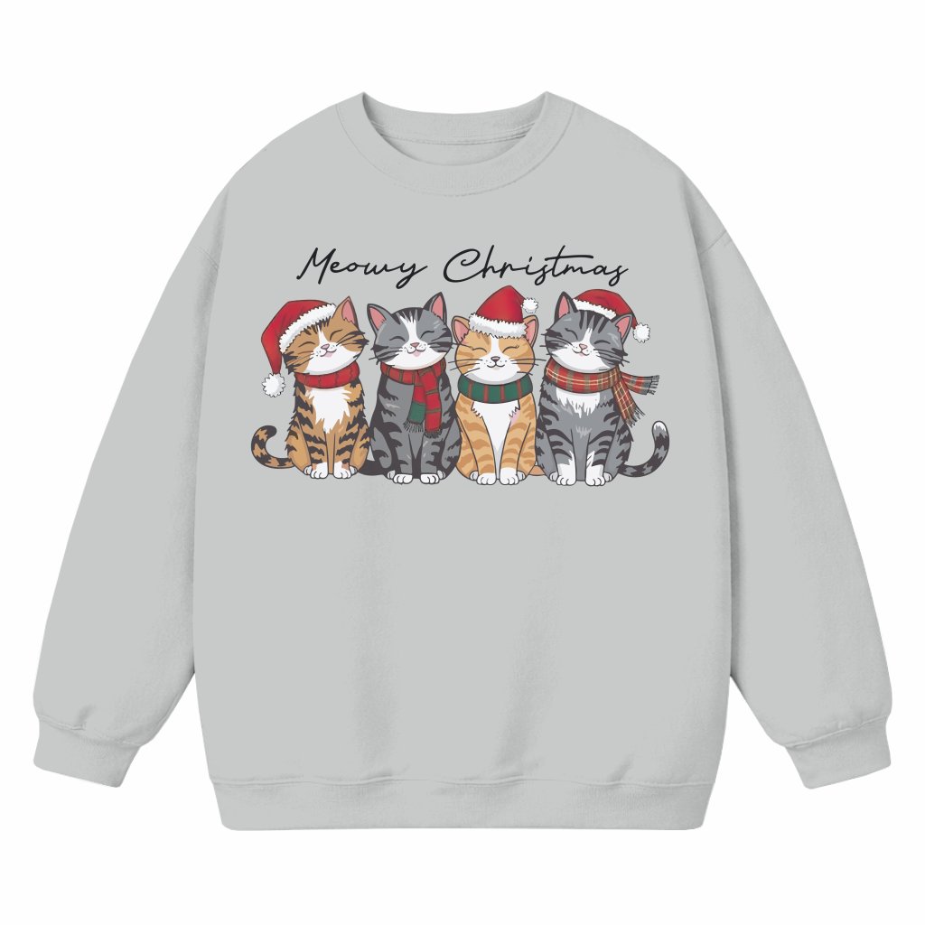 Meowy Christmas Cat Sweatshirt – Christmas Gift for Cat Lovers Cute - front view