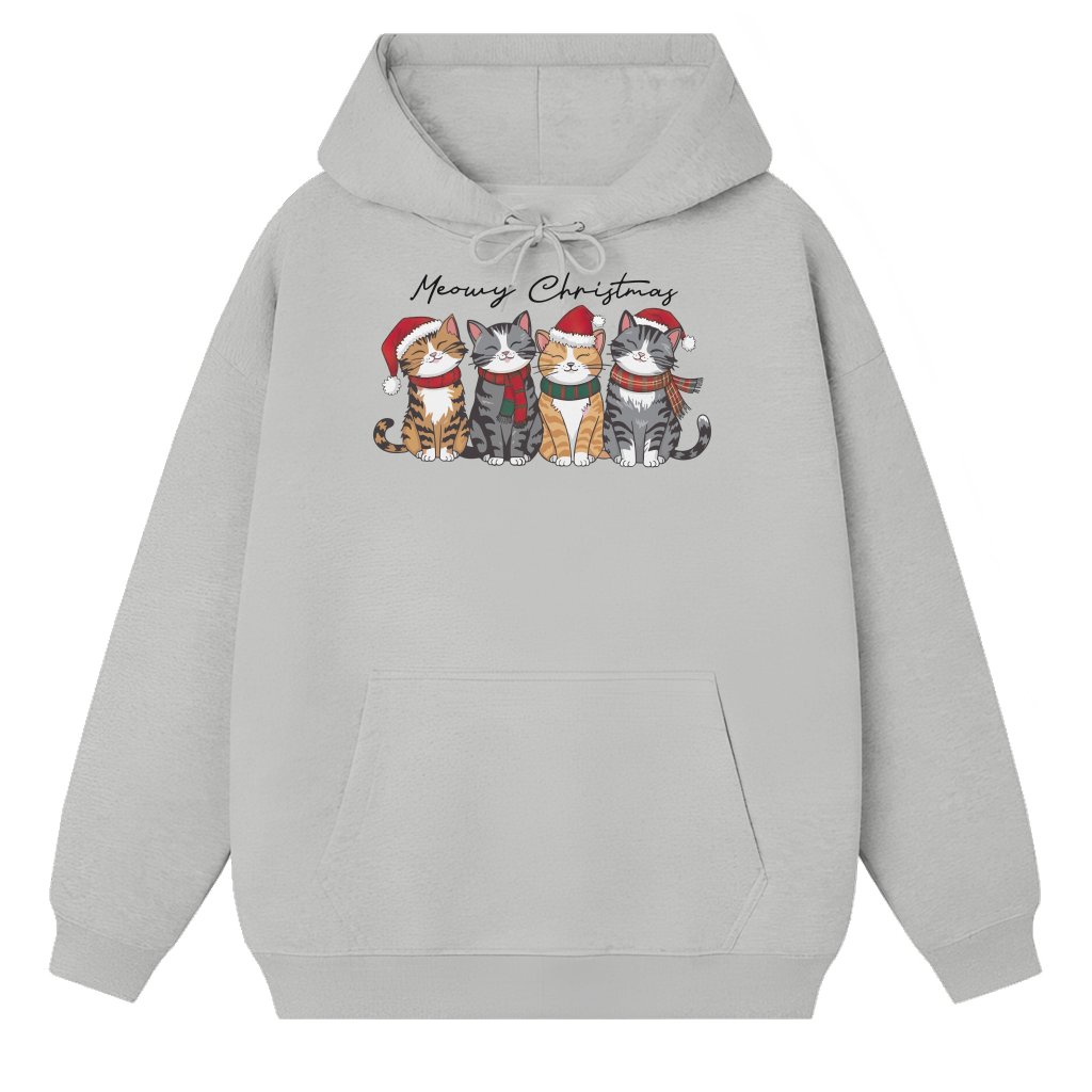 Meowy Christmas Hoodie – Christmas Gift for Cat Lovers Funny - front view