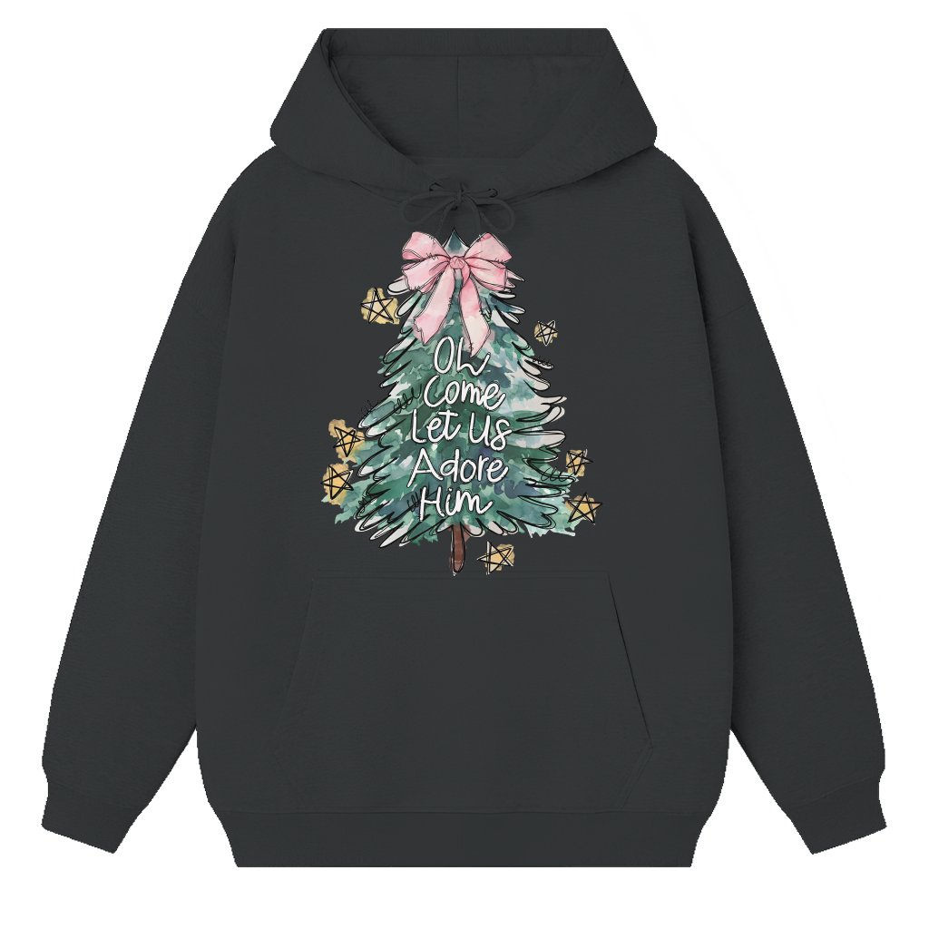 Oh Come Let Us Adore Him Christian Hoodie – Christmas Gift - front view
