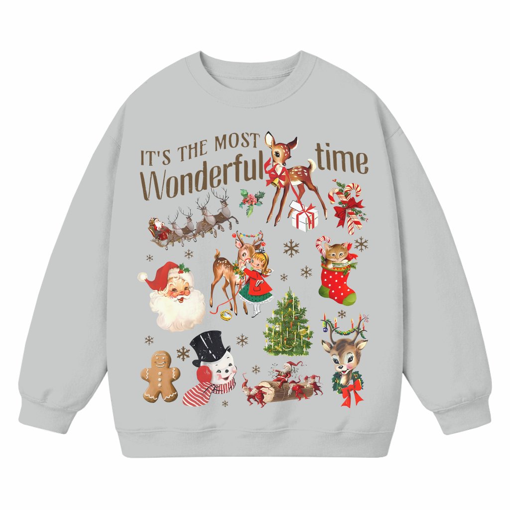 Most Wonderful Time Sweatshirt – Christmas Vintage Retro Santa Gift - front view