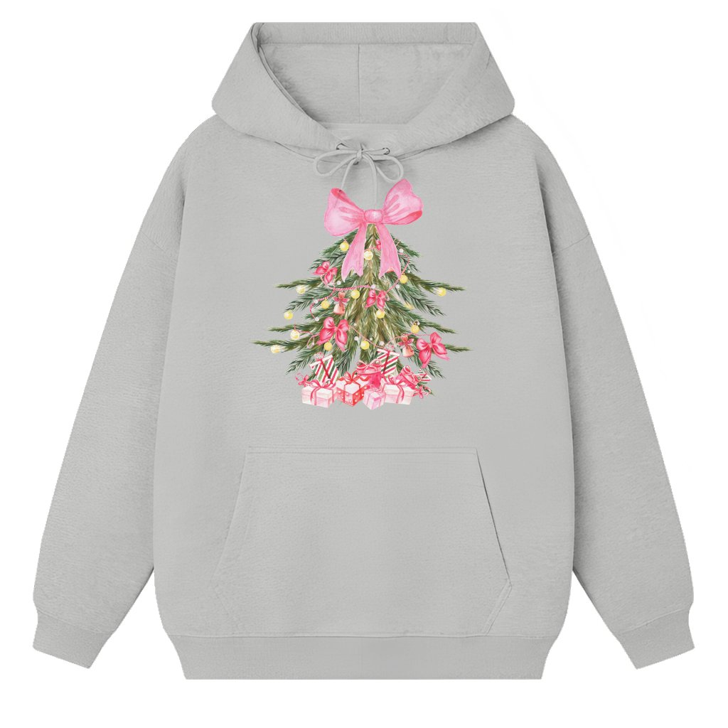 Christmas Tree Bow Hoodie – Christmas Holiday Gift for Women Cute Festive - front view