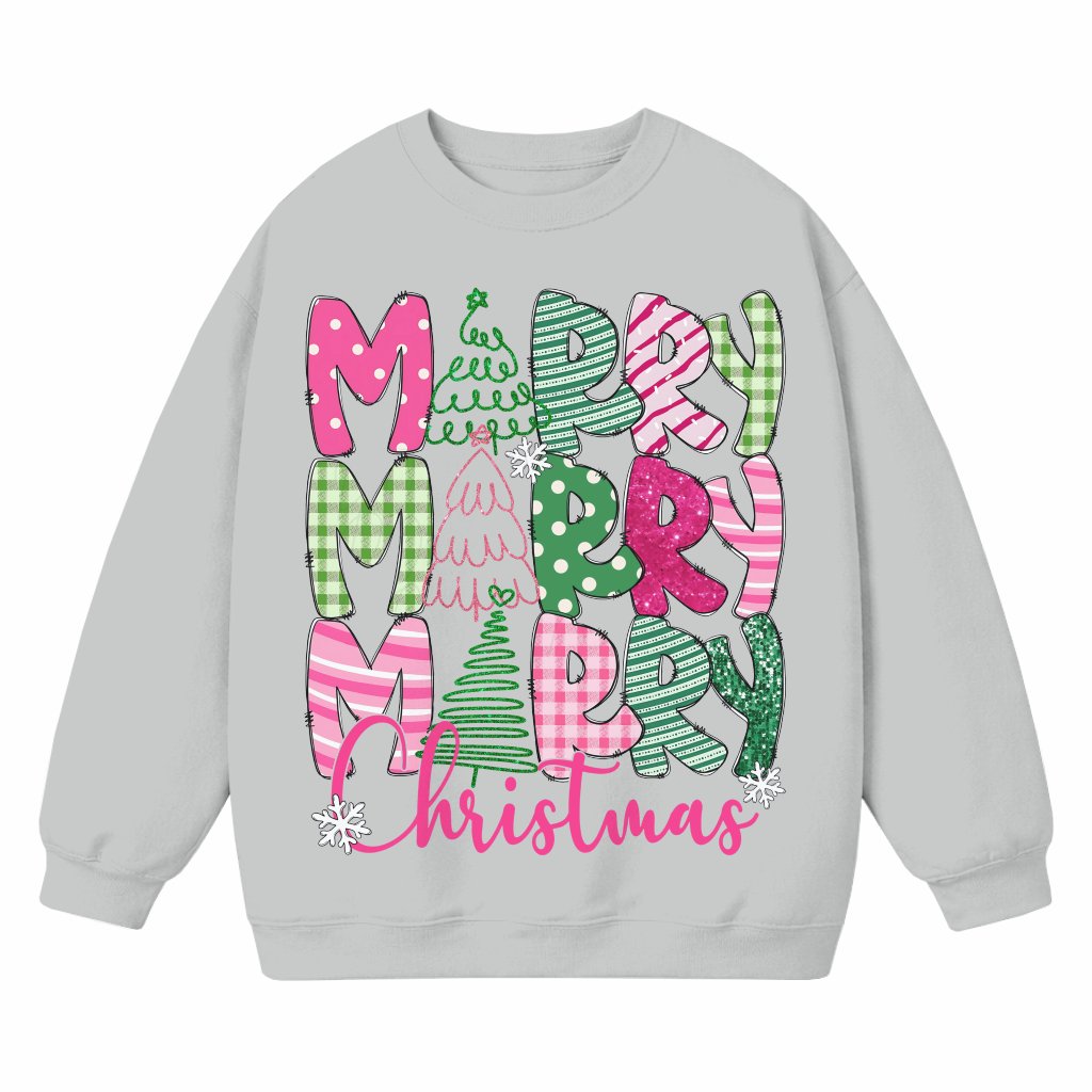 Merry and Bright Sweatshirt – Christmas Gift Pink Cute - front view
