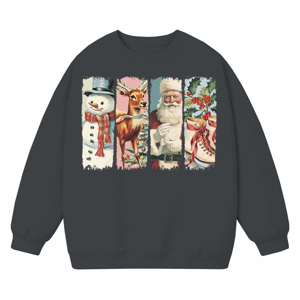 Retro Santa Snowman Sweatshirt – Christmas Vintage Gift for Men Women - front view
