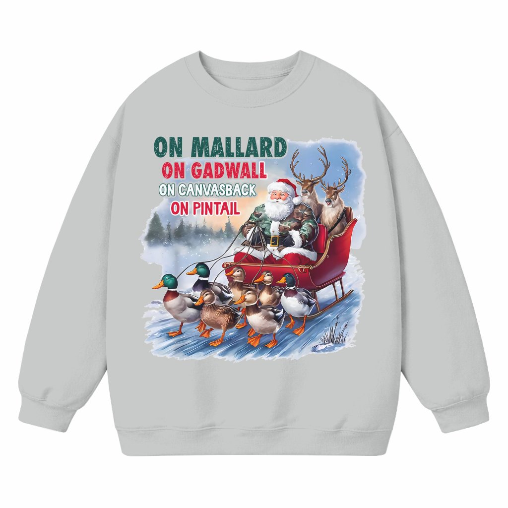Funny Duck Hunting Santa Sweatshirt – Christmas Gift for Hunter Mallard Gadwall - front view