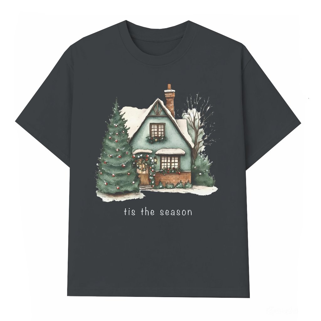 Tis The Season T-shirt – Christmas Gift Retro Cute Snow House - front view