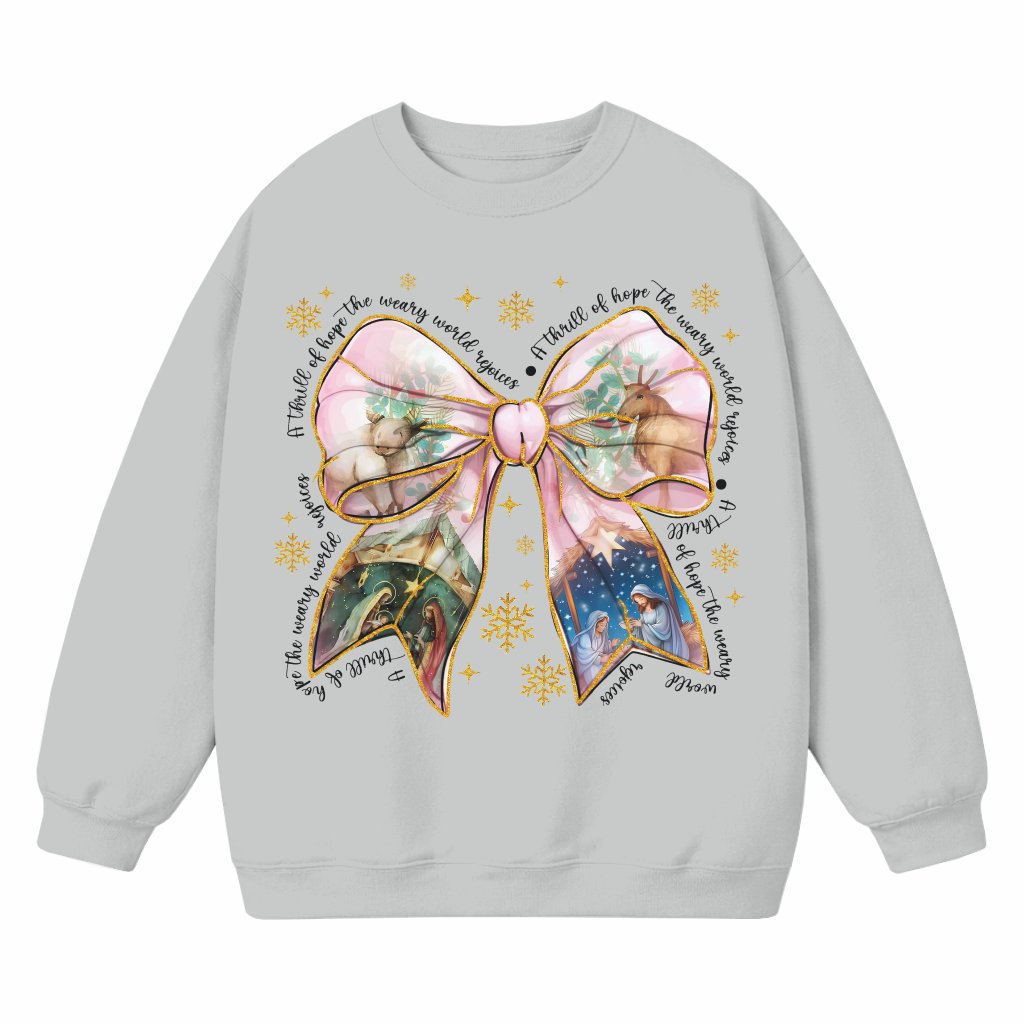 Coquette Bow Sweatshirt – Christmas Christian Nativity Gift - front view