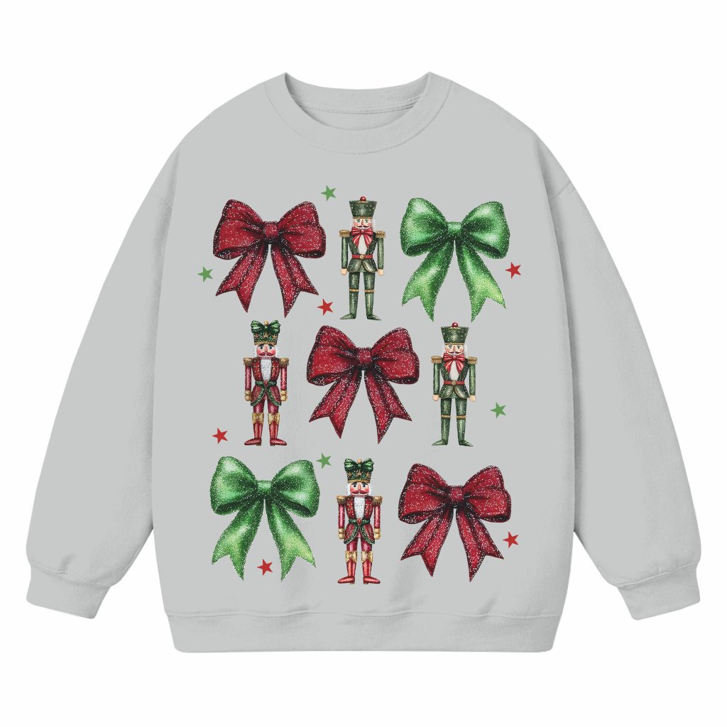 Nutcracker Sweatshirt – Christmas Gift for Her Coquette Red Green Bows - front view