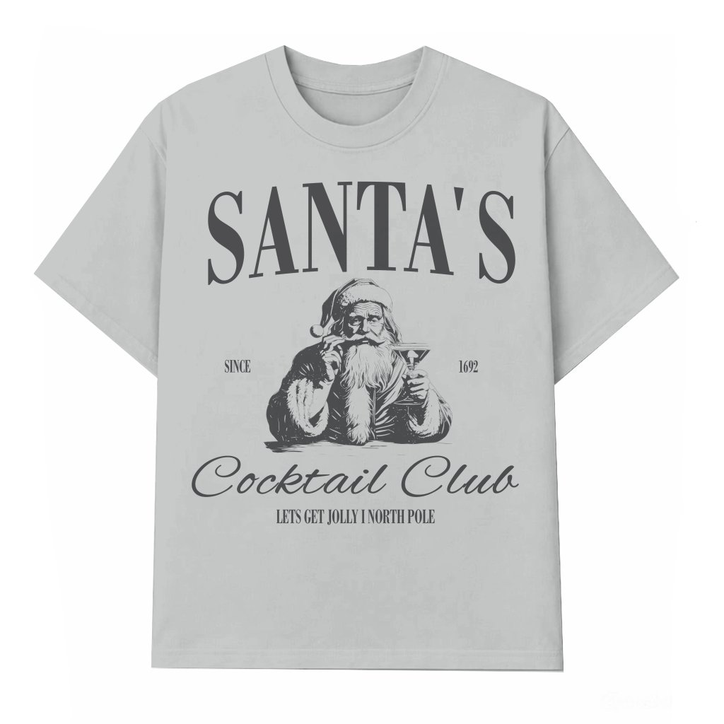 Santas Cocktail Club Espresso Martini T-shirt – Funny Christmas Gift - front view