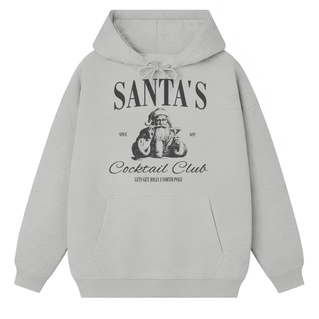 Santas Cocktail Club Hoodie – Christmas Gift Funny Espresso Martini - front view