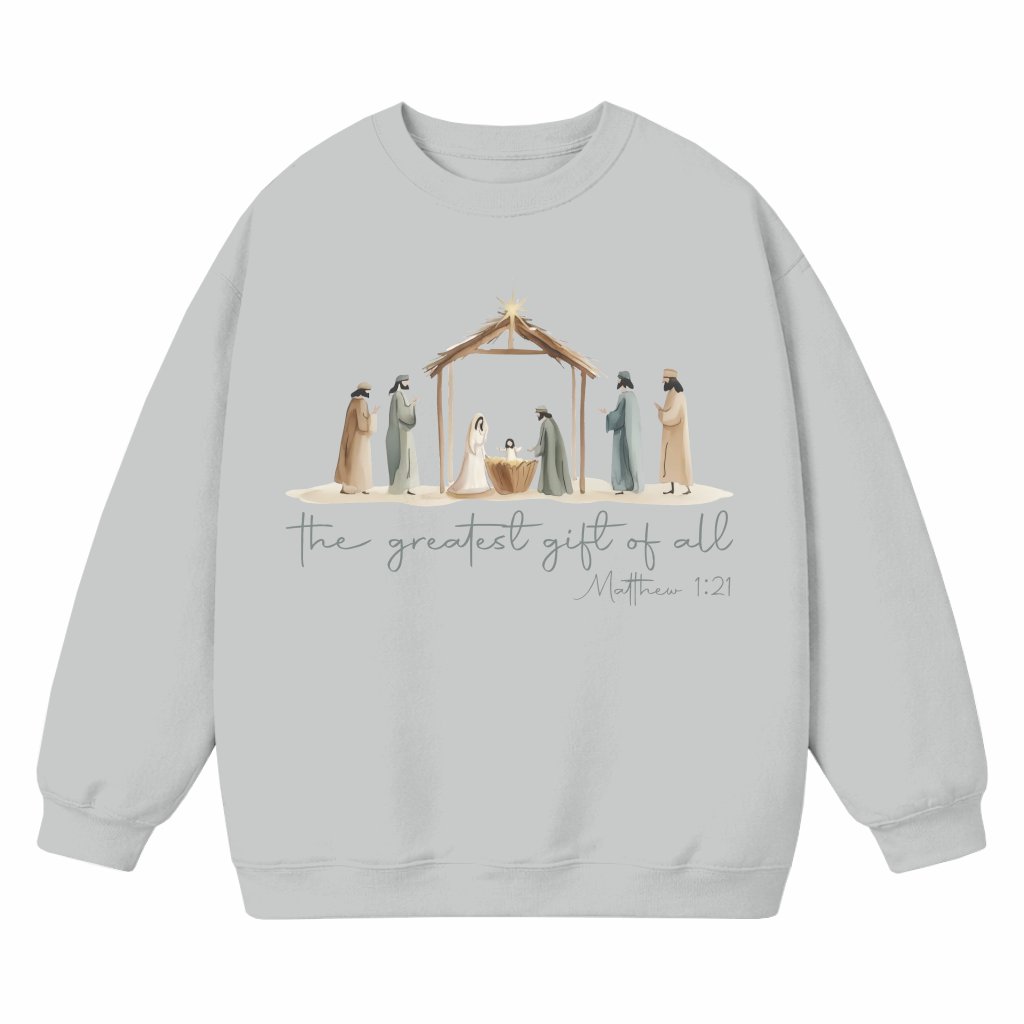 Nativity Coquette Bow Sweatshirt – Christmas Religious Gift for Women - front view