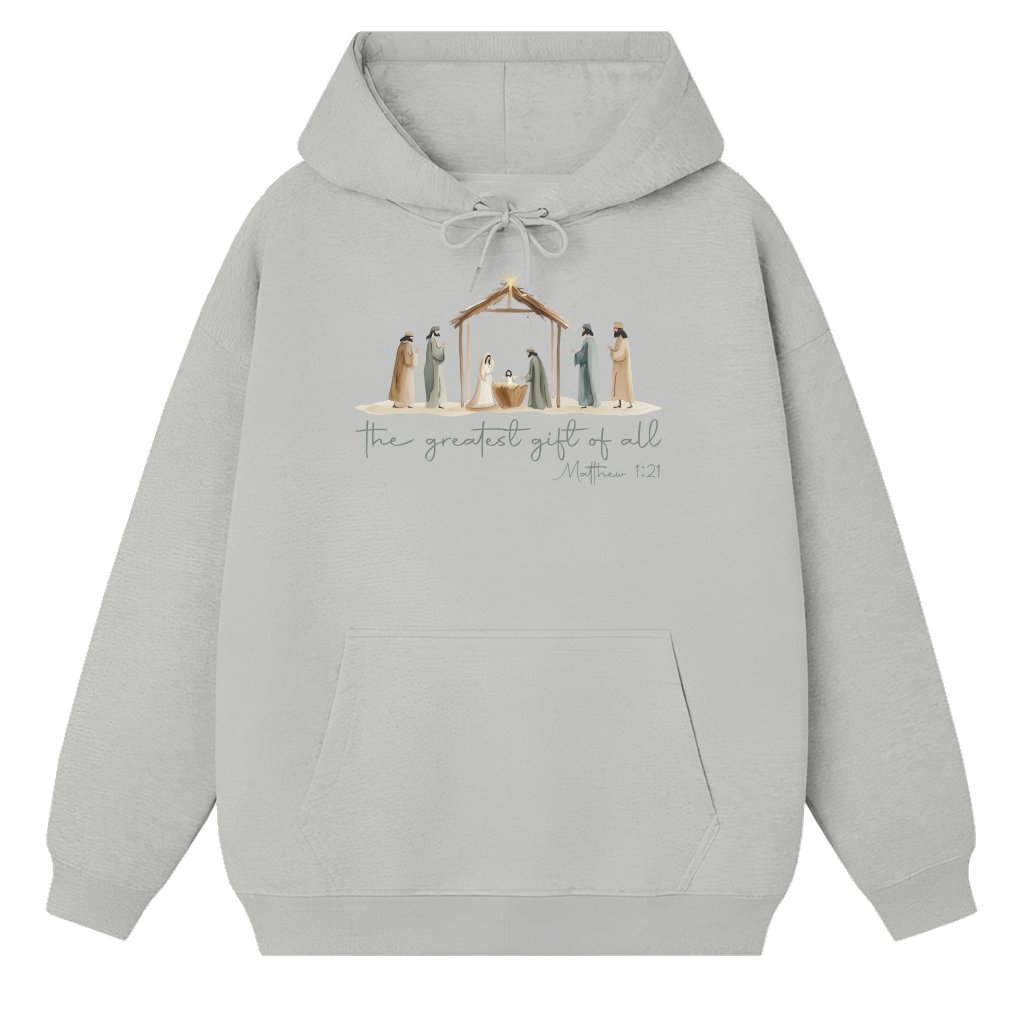 Nativity Bow Greatest Gift Hoodie – Christmas Gift Cute Trendy - front view