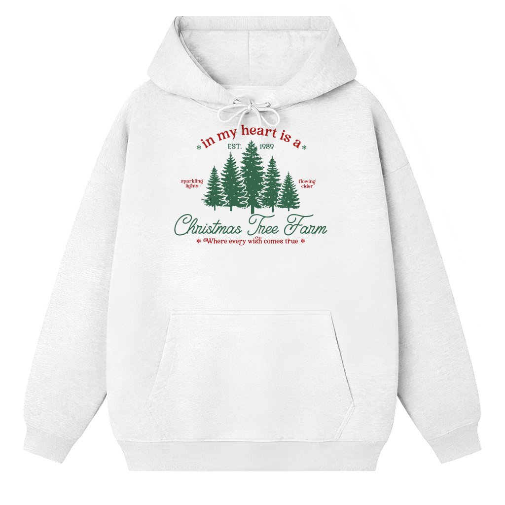 In My Heart Christmas Tree Farm Hoodie – Christmas Gift Cozy - front view