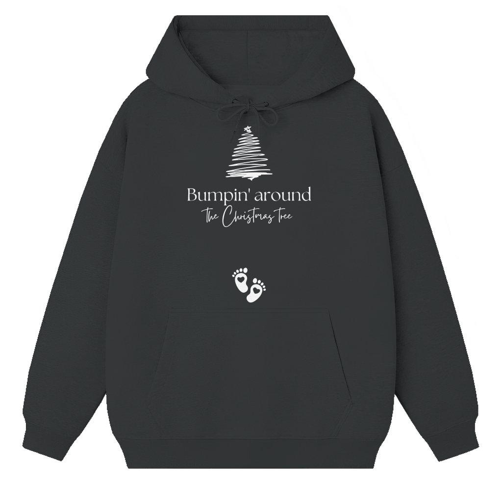 Bumpin Around The Christmas Tree Hoodie – Christmas Maternity Gift Funny - front view