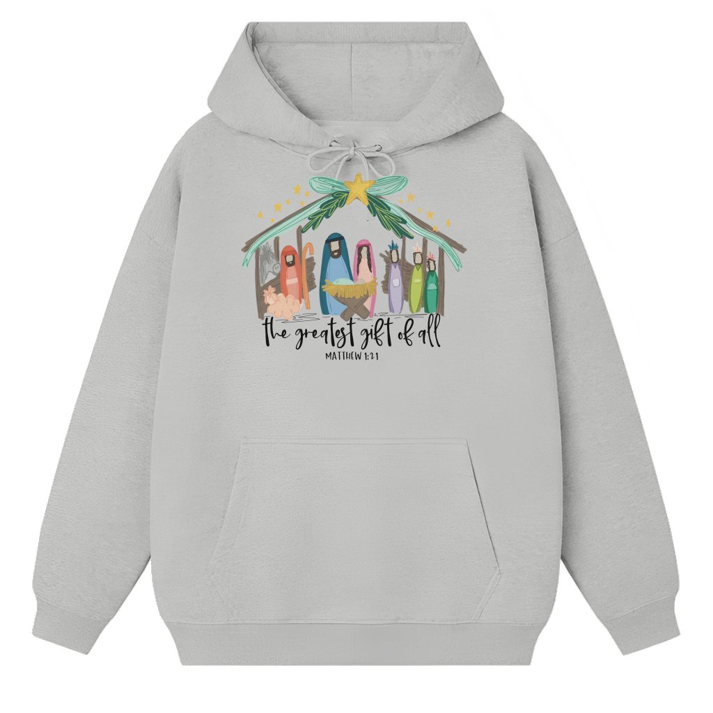 Retro Vintage Nativity Hoodie – Christian Christmas Gift - front view