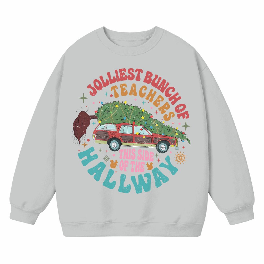 Jolly Teacher Sweatshirt – Christmas Gift for Teacher Funny - front view