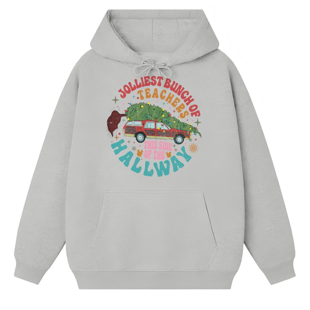 Jolliest Teachers Hoodie – Christmas Gift for Teachers Funny - front view