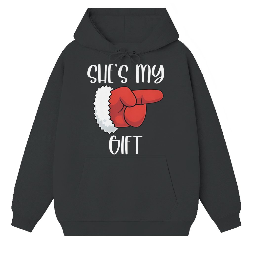 She's My Gift He's My Present Hoodie – Cute Christmas Gift for Couple - front view