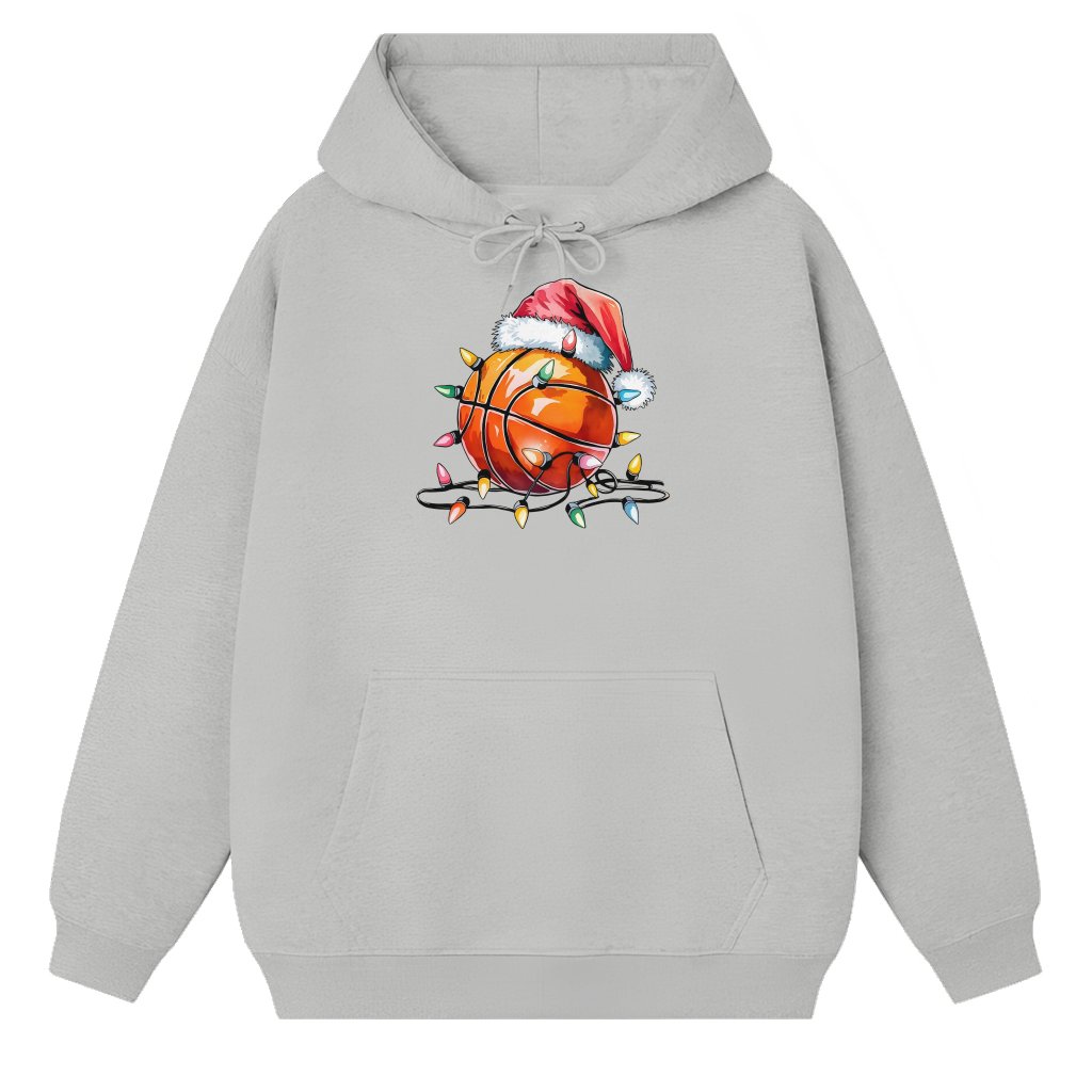 Basketball Santa Hat Hoodie – Christmas Funny Gift for Basketball Fan - front view