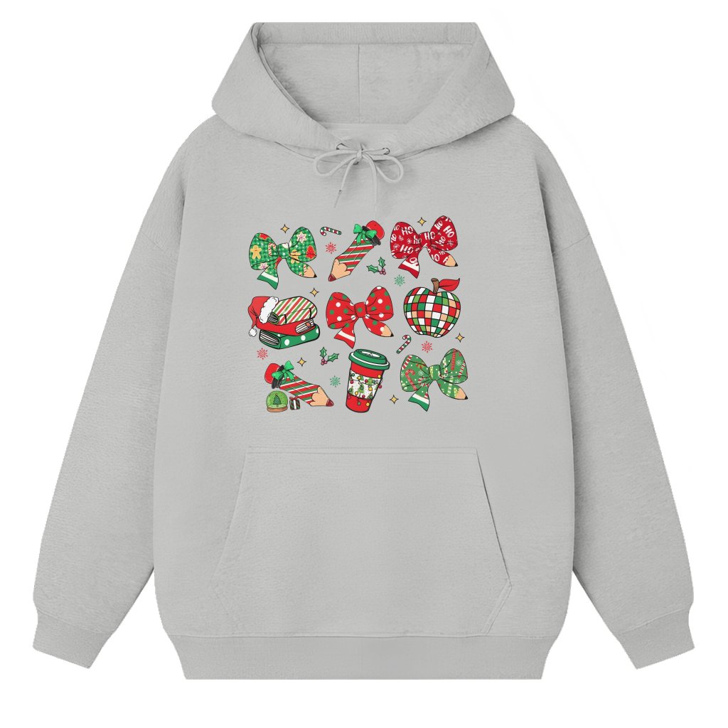 Coquette Teacher Hoodie – Christmas Gift for Teacher Cute - front view