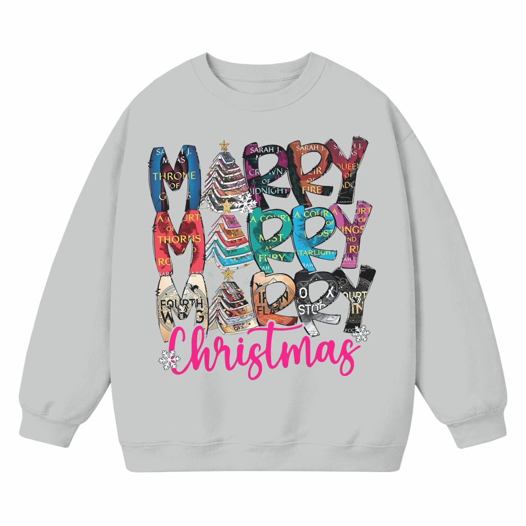 Merry Bookmas Book Lover Sweatshirt – Christmas Gift for Bookworms Cute - front view
