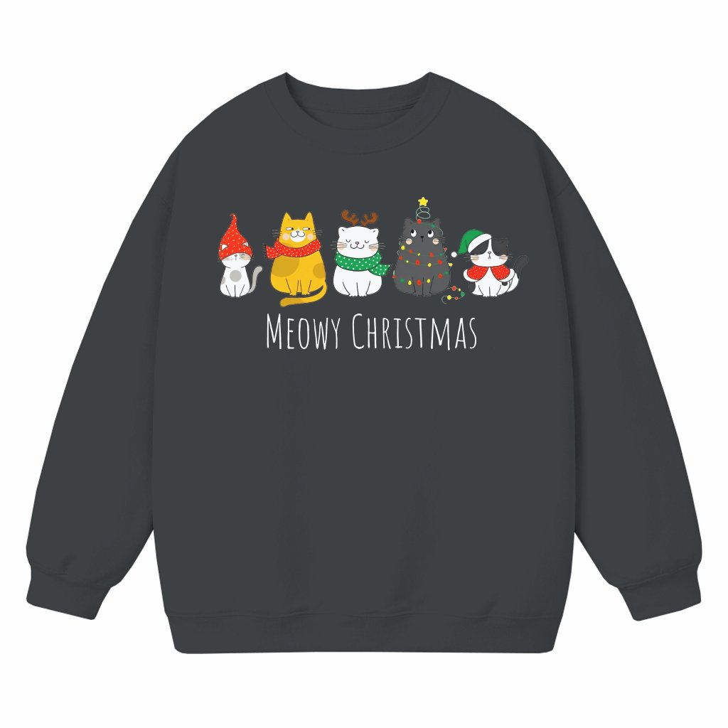 Meowy Christmas Cat Sweatshirt – Christmas Gift for Cat Lover Funny - front view