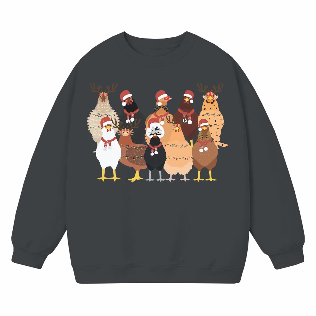 Cute Christmas Chickens Sweatshirt – Christmas Gift for Farm Animal Lover Funny - front view