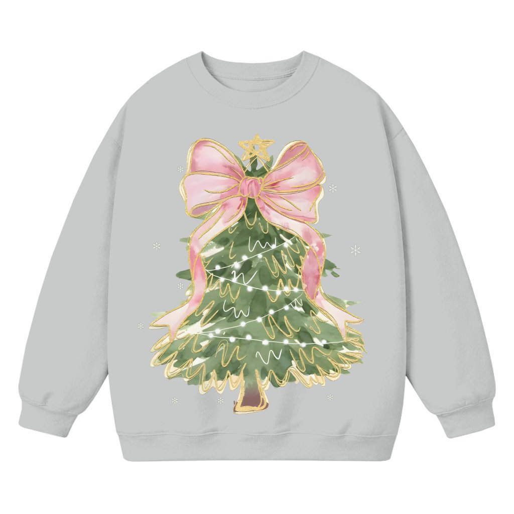 Christmas Tree Bow Sweatshirt – Christmas Gift Cute Festive - front view