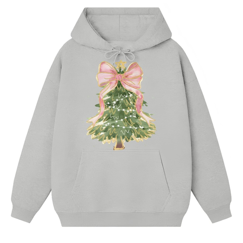 Christmas Tree Bow Hoodie – Christmas Gift Cute Trendy - front view