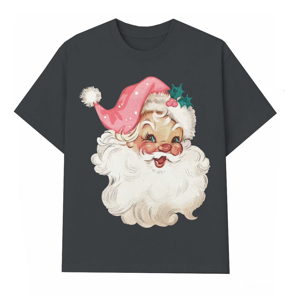 Pink Santa T-shirt – Christmas Gift for Women Retro Vintage - front view