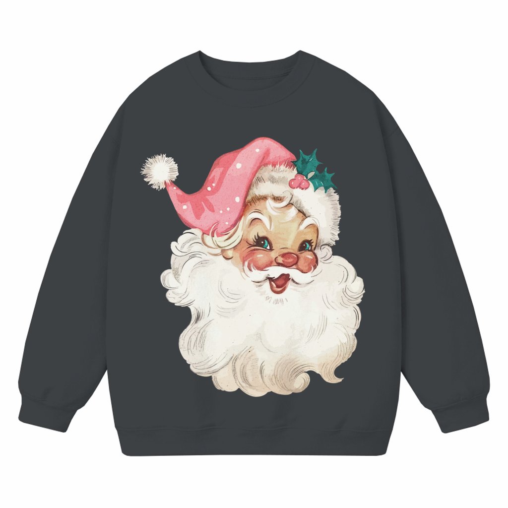 Pink Santa Sweatshirt – Christmas Family Matching Retro - front view