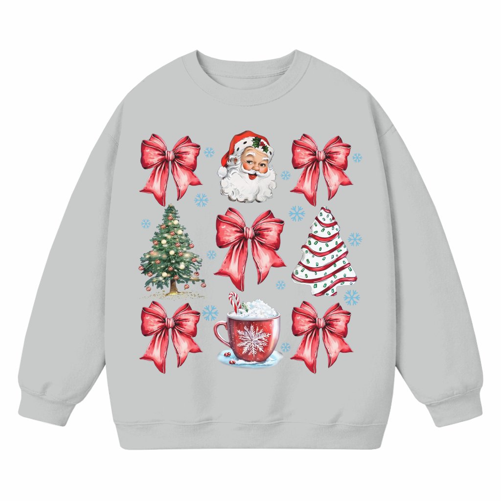 Coquette Christmas Bow Sweatshirt – Christmas Gift for Her Cute Retro - front view