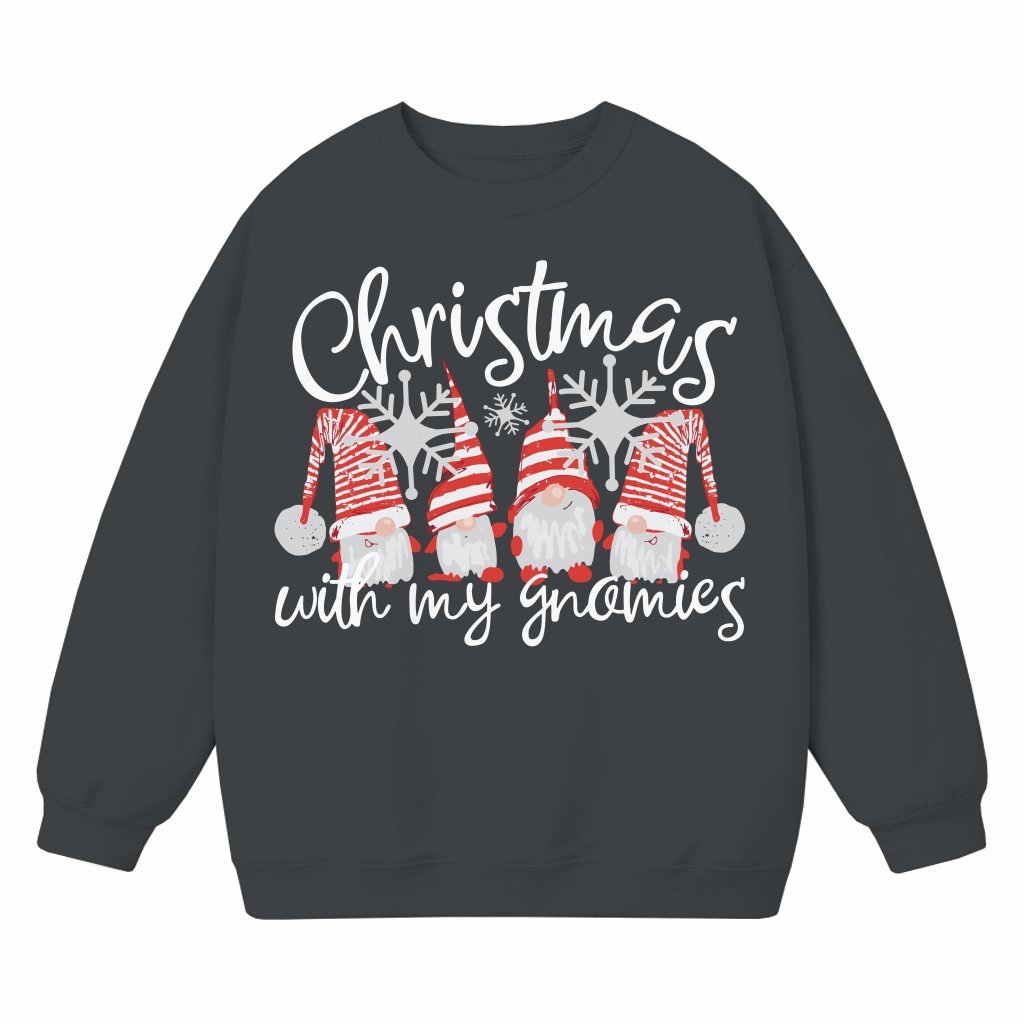 Merry Christmas Gnomies Sweatshirt – Christmas Gift Buffalo Plaid - front view