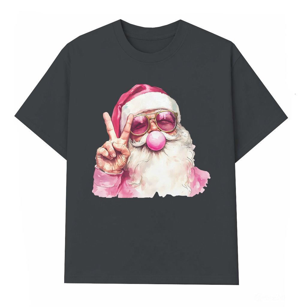 Funny Retro Pink Santa Sunglasses T-shirt – Christmas Gift - front view