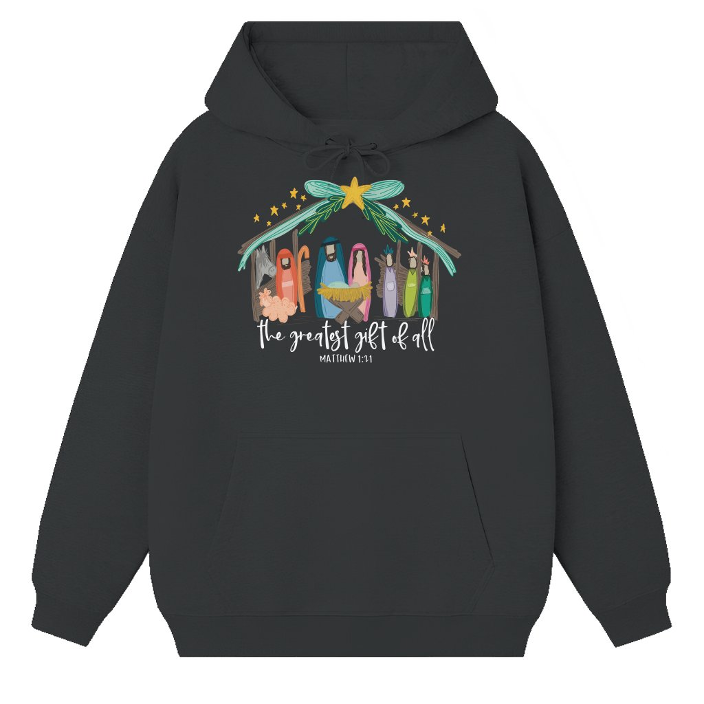 Christian Nativity Scene Hoodie – Christmas Gift for Women Religious - front view