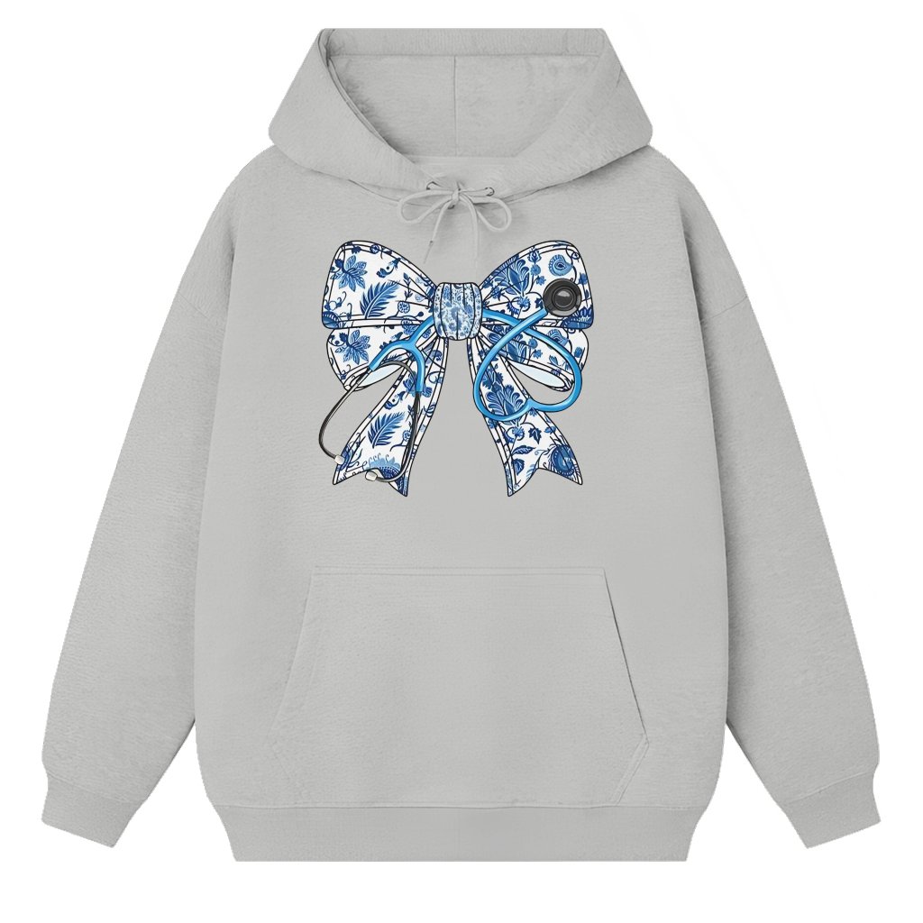 Cute Nurse Stethoscope Hoodie – Christmas Gift for Nurses Blue Ribbon - front view