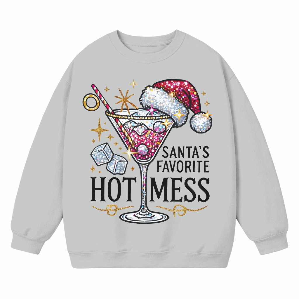 Funny Martini Hot Mess Sweatshirt – Christmas Gift Trendy - front view