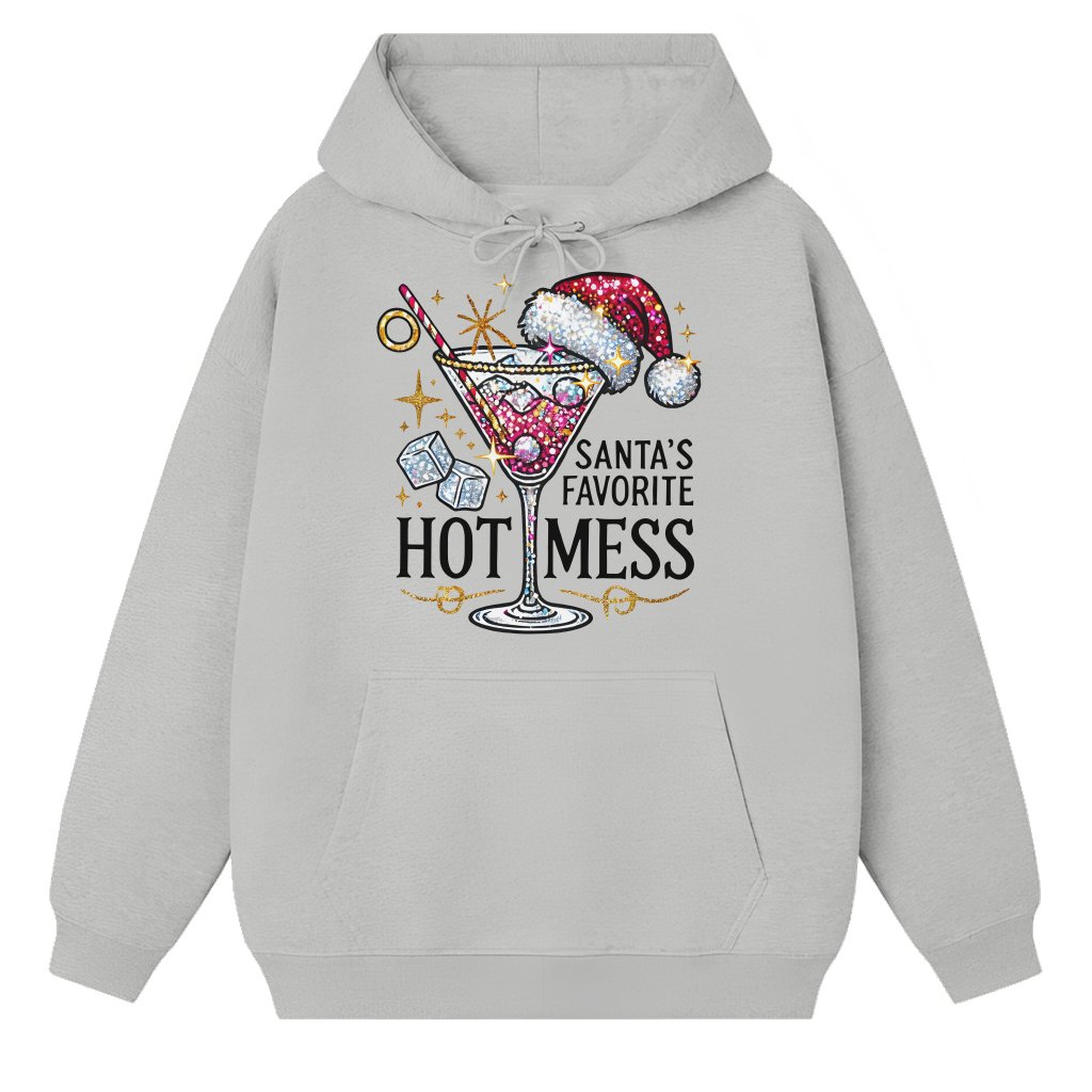 Hoodie Santa's Hot Mess – Christmas Gift for Drink Lovers Funny - front view