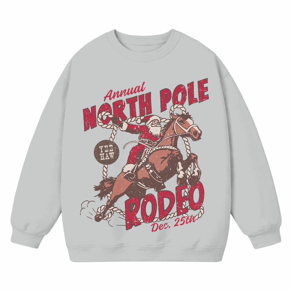North Pole Rodeo Sweatshirt – Christmas Gift Vintage Country Western - front view