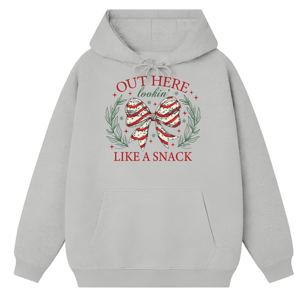 Coquette Bow Snack Hoodie – Christmas Gift for Her Funny Retro - front view