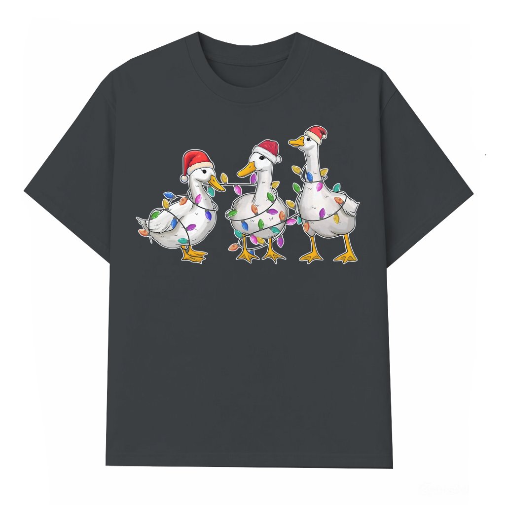 Funny Duck T-shirt – Christmas Gift Cute Holiday Lights - front view