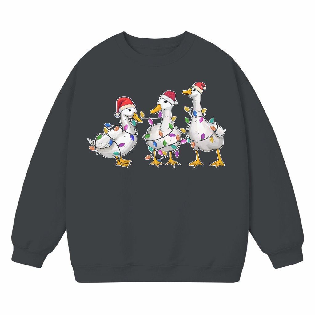 Funny Duck Holiday Lights Sweatshirt – Christmas Gift for Him or Her Cute Crewneck - front view
