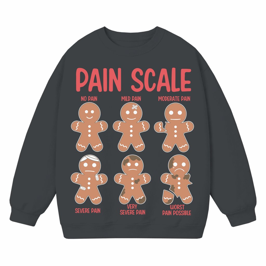 Funny Pain Scale Gingerbread Sweatshirt – Christmas Gift for Nurses - front view
