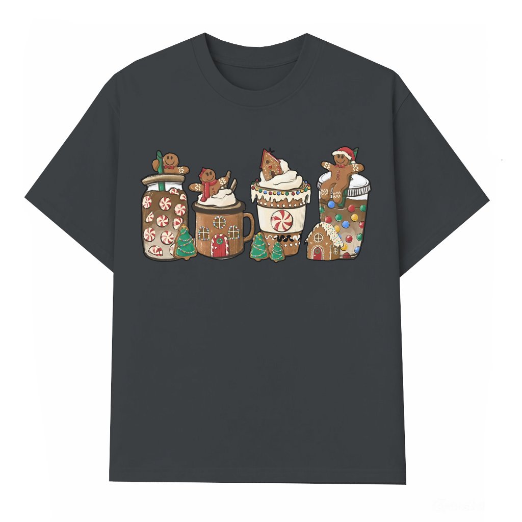 Gingerbread Coffee Latte T-shirt – Christmas Gift for Coffee Lover Cute - front view